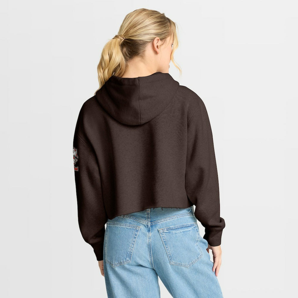 Cleveland Browns Women's Oversized Hometown Heritage Cropped Hoodie - Brown discount