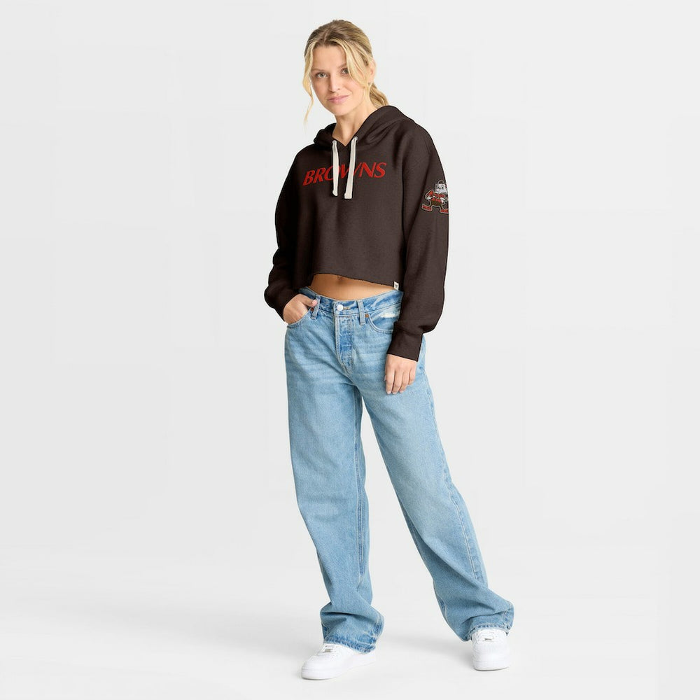 Cleveland Browns Women's Oversized Hometown Heritage Cropped Hoodie - Brown discount