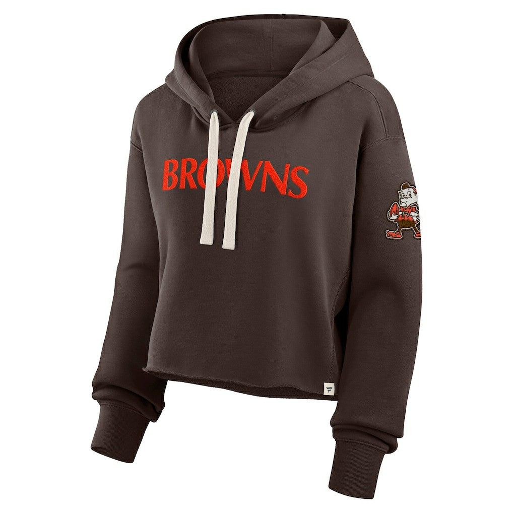 Cleveland Browns Women's Oversized Hometown Heritage Cropped Hoodie - Brown discount