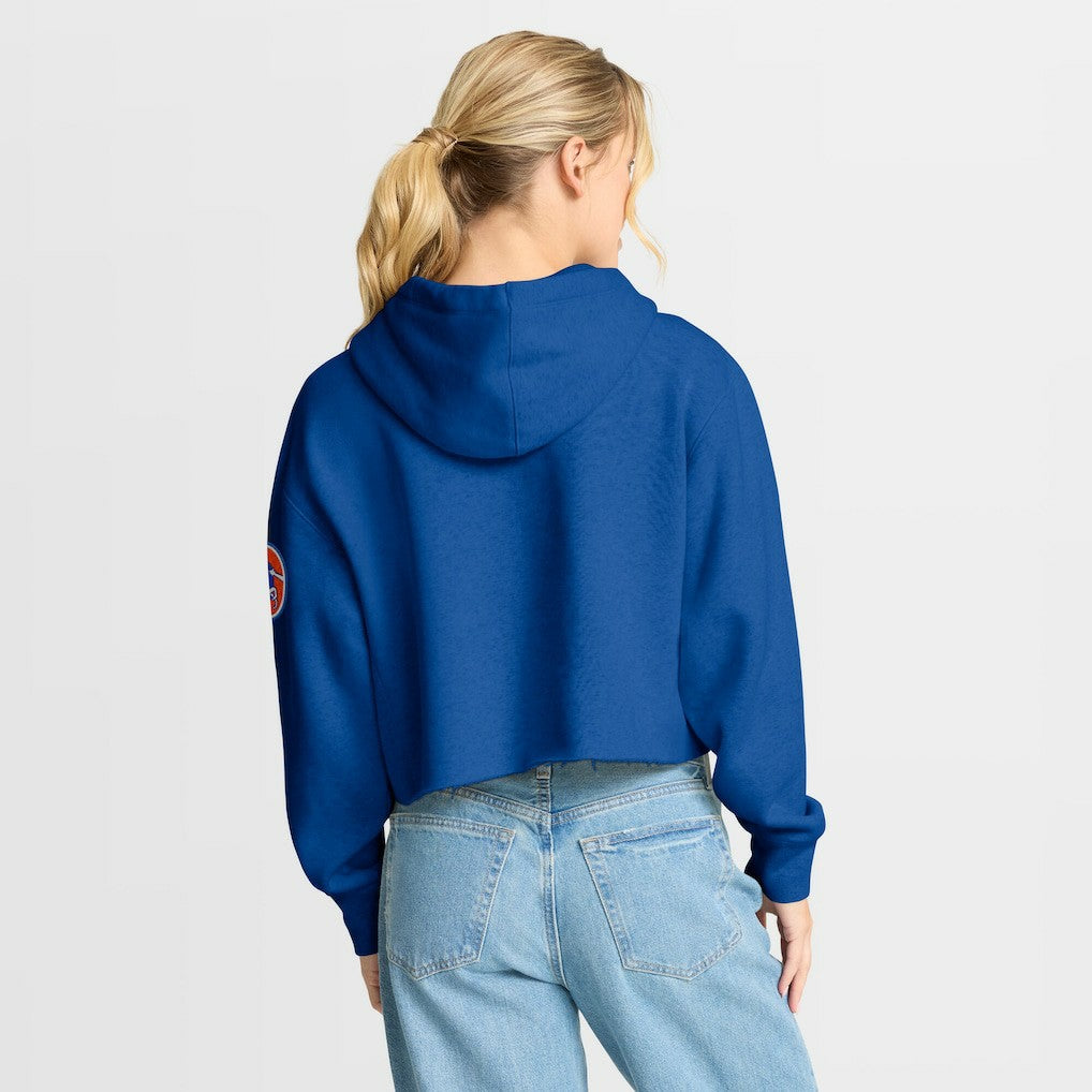Denver Broncos Women's Oversized Hometown Heritage Cropped Hoodie - Royal sale
