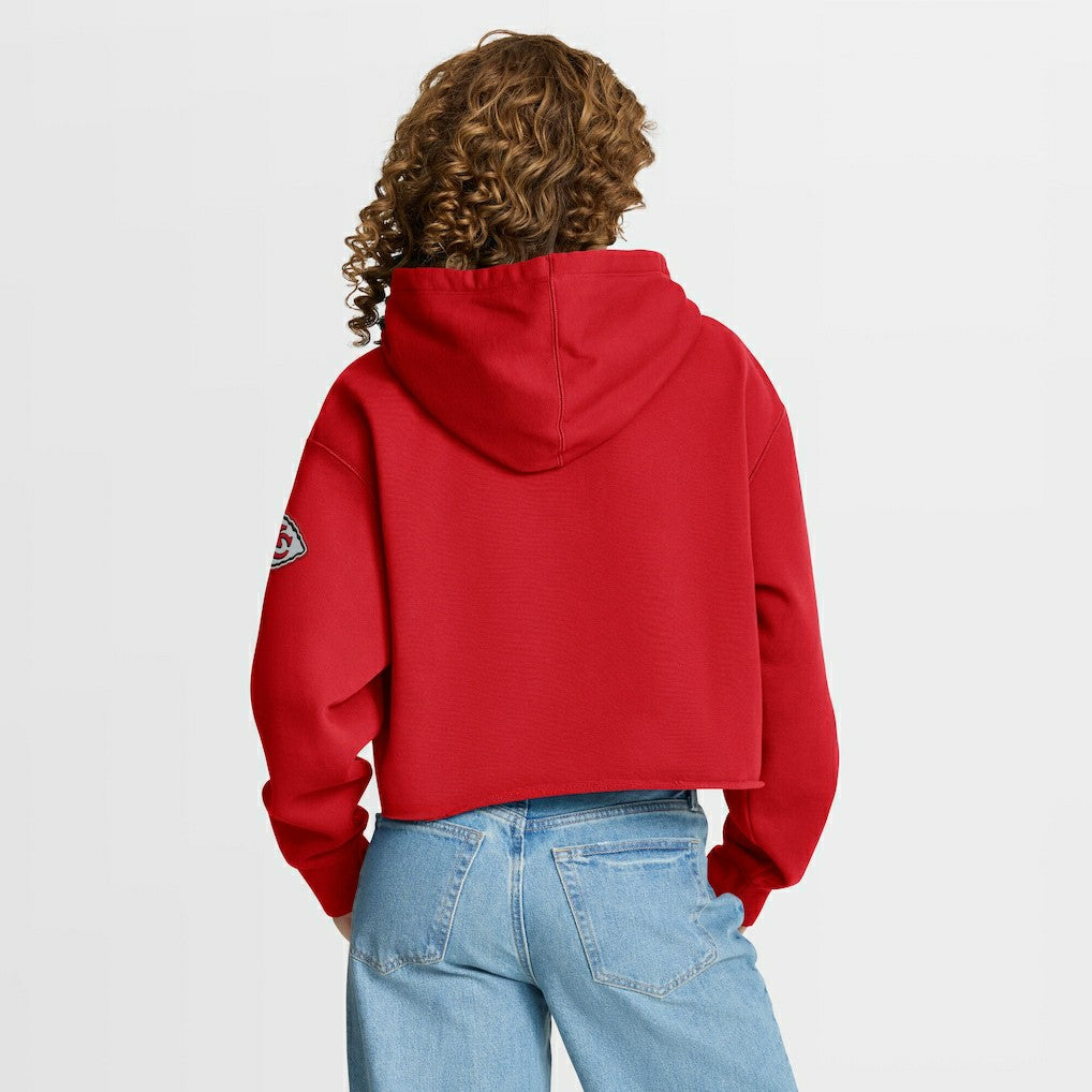 Kansas City Chiefs Women's Oversized Hometown Heritage Cropped Hoodie - Red sale