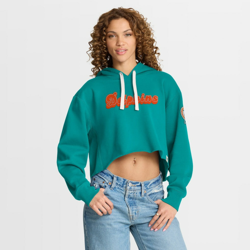 Miami Dolphins Women's Oversized Hometown Heritage Cropped Hoodie - Aqua outlet