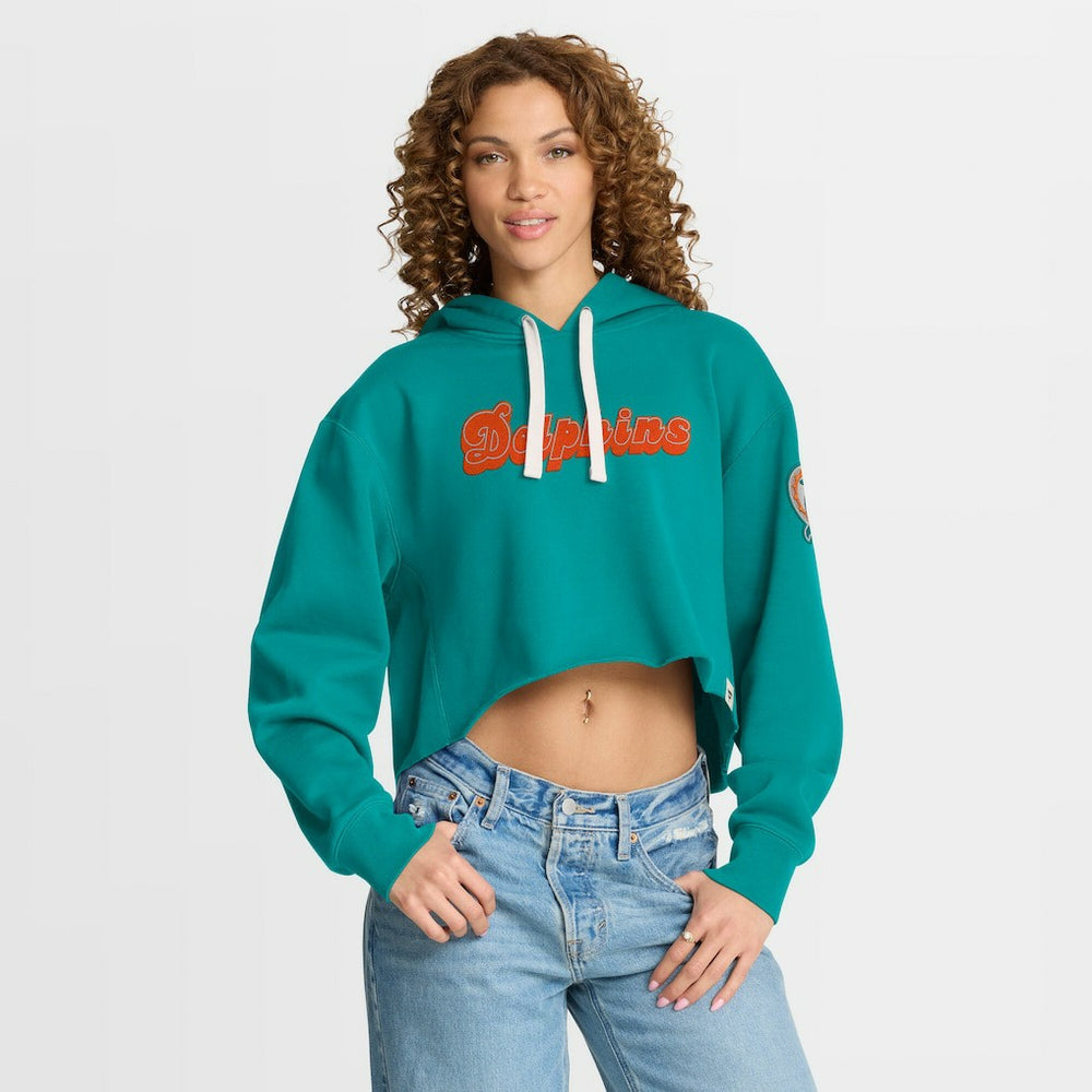 Miami Dolphins Women's Oversized Hometown Heritage Cropped Hoodie - Aqua outlet