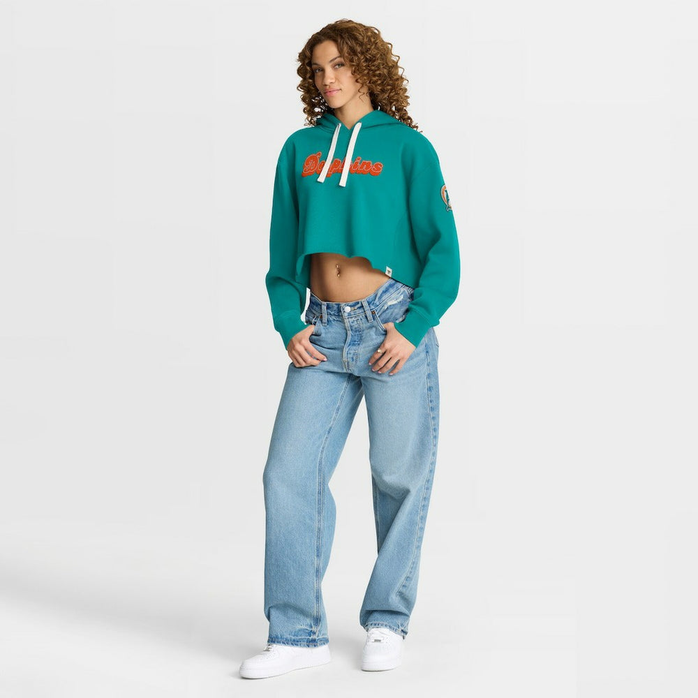 Miami Dolphins Women's Oversized Hometown Heritage Cropped Hoodie - Aqua outlet