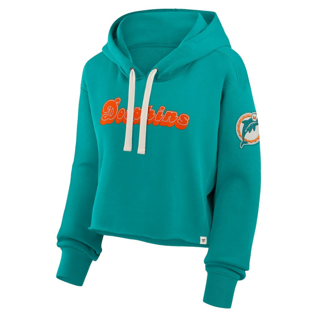 Miami Dolphins Women's Oversized Hometown Heritage Cropped Hoodie - Aqua outlet