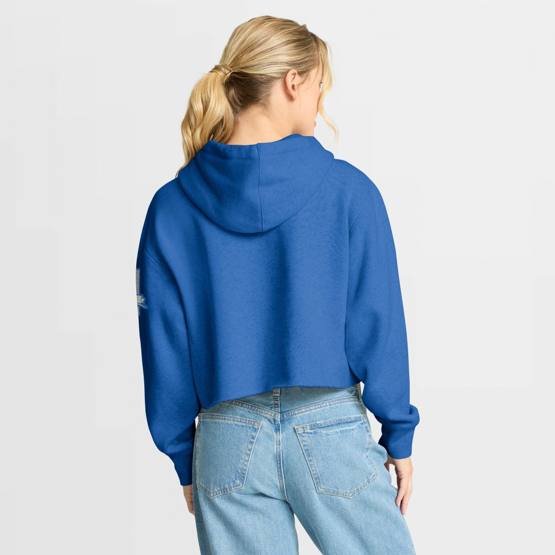 Detroit Lions Women's Oversized Hometown Heritage Cropped Hoodie - Blue discount