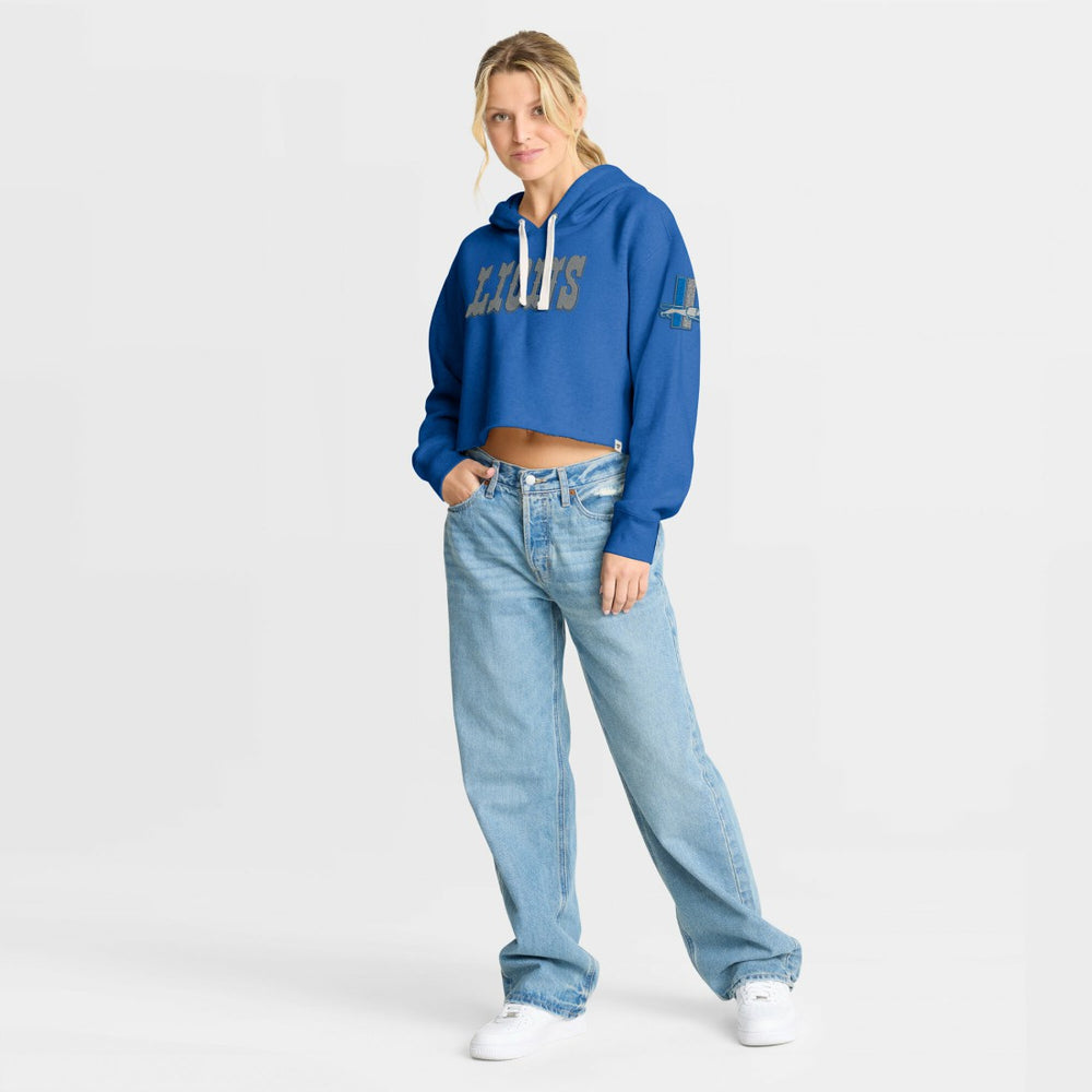 Detroit Lions Women's Oversized Hometown Heritage Cropped Hoodie - Blue discount
