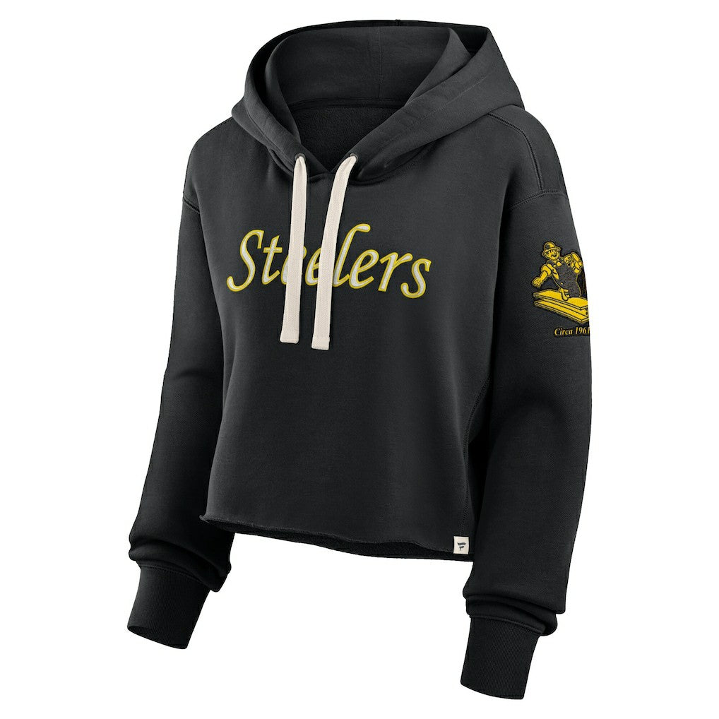 Pittsburgh Steelers Women's Oversized Hometown Heritage Cropped Hoodie - Black outlet