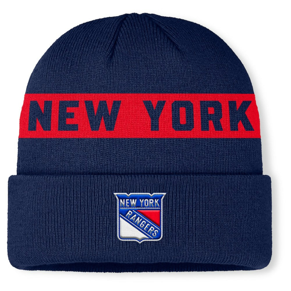 New York Rangers Fanatics Authentic Pro Rink Cuffed Knit Hat - Navy Hats