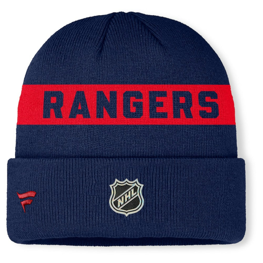 New York Rangers Fanatics Authentic Pro Rink Cuffed Knit Hat - Navy Hats