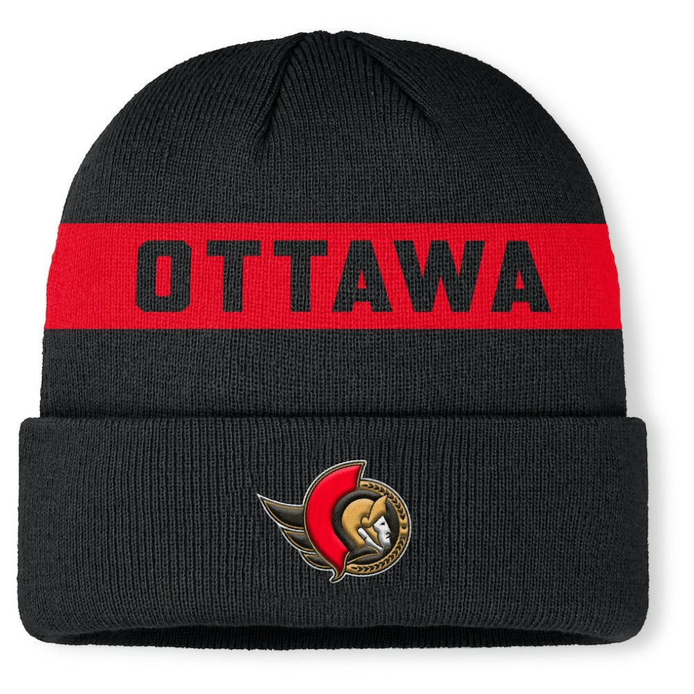 Ottawa Senators Fanatics Authentic Pro Rink Cuffed Knit Hat - Black Hats