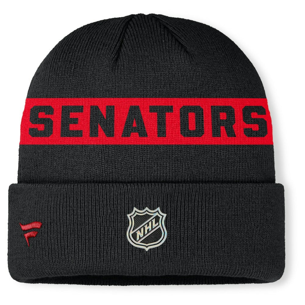 Ottawa Senators Fanatics Authentic Pro Rink Cuffed Knit Hat - Black Hats