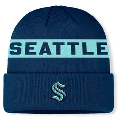Seattle Kraken Fanatics Authentic Pro Rink Cuffed Knit Hat - Deep Sea Blue Hats