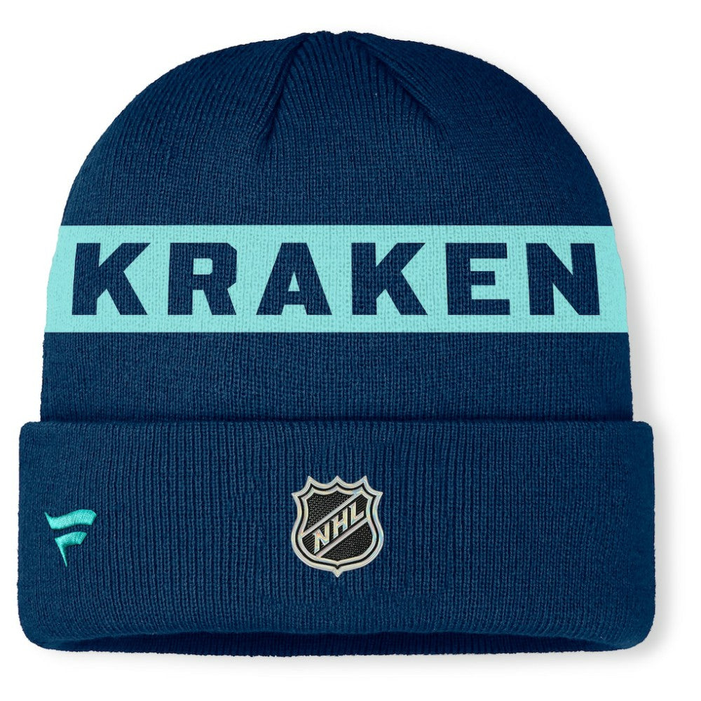 Seattle Kraken Fanatics Authentic Pro Rink Cuffed Knit Hat - Deep Sea Blue Hats