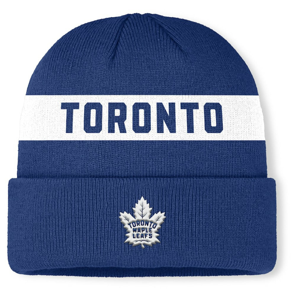 Toronto Maple Leafs Fanatics Authentic Pro Rink Cuffed Knit Hat - Blue Hats