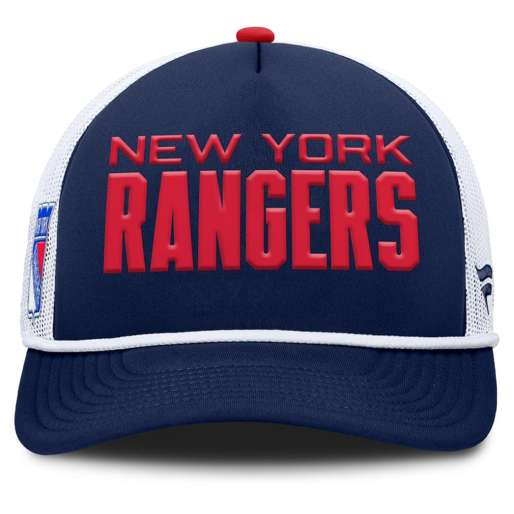 New York Rangers Fanatics Authentic Pro Rink A-Frame Adjustable Hat - Navy/White Hats