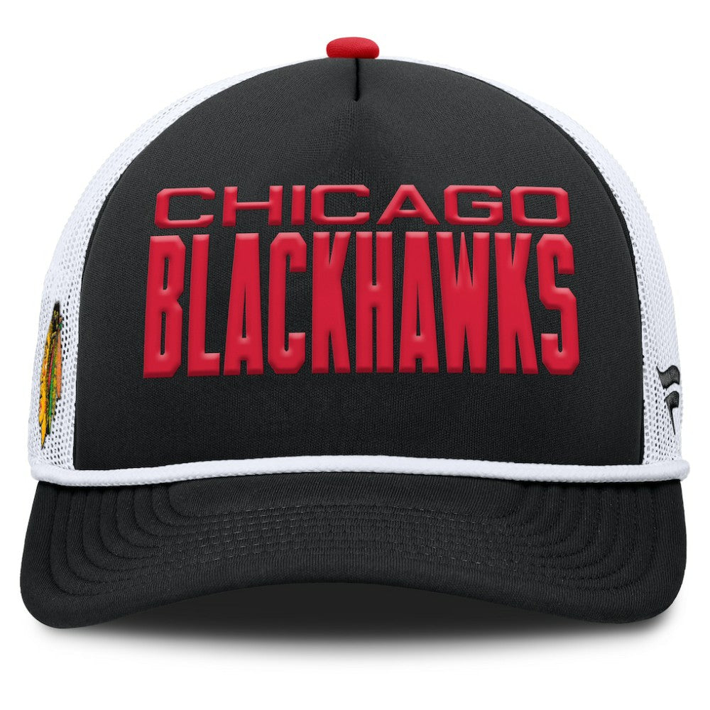 Chicago Blackhawks Fanatics Authentic Pro Rink A-Frame Adjustable Hat - Black/White Hats