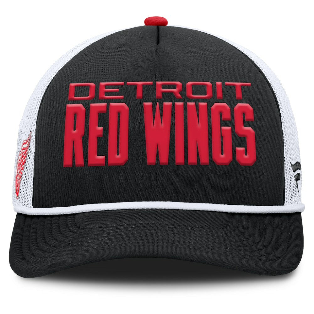 Detroit Red Wings Fanatics Authentic Pro Rink A-Frame Adjustable Hat - Black/White Hats