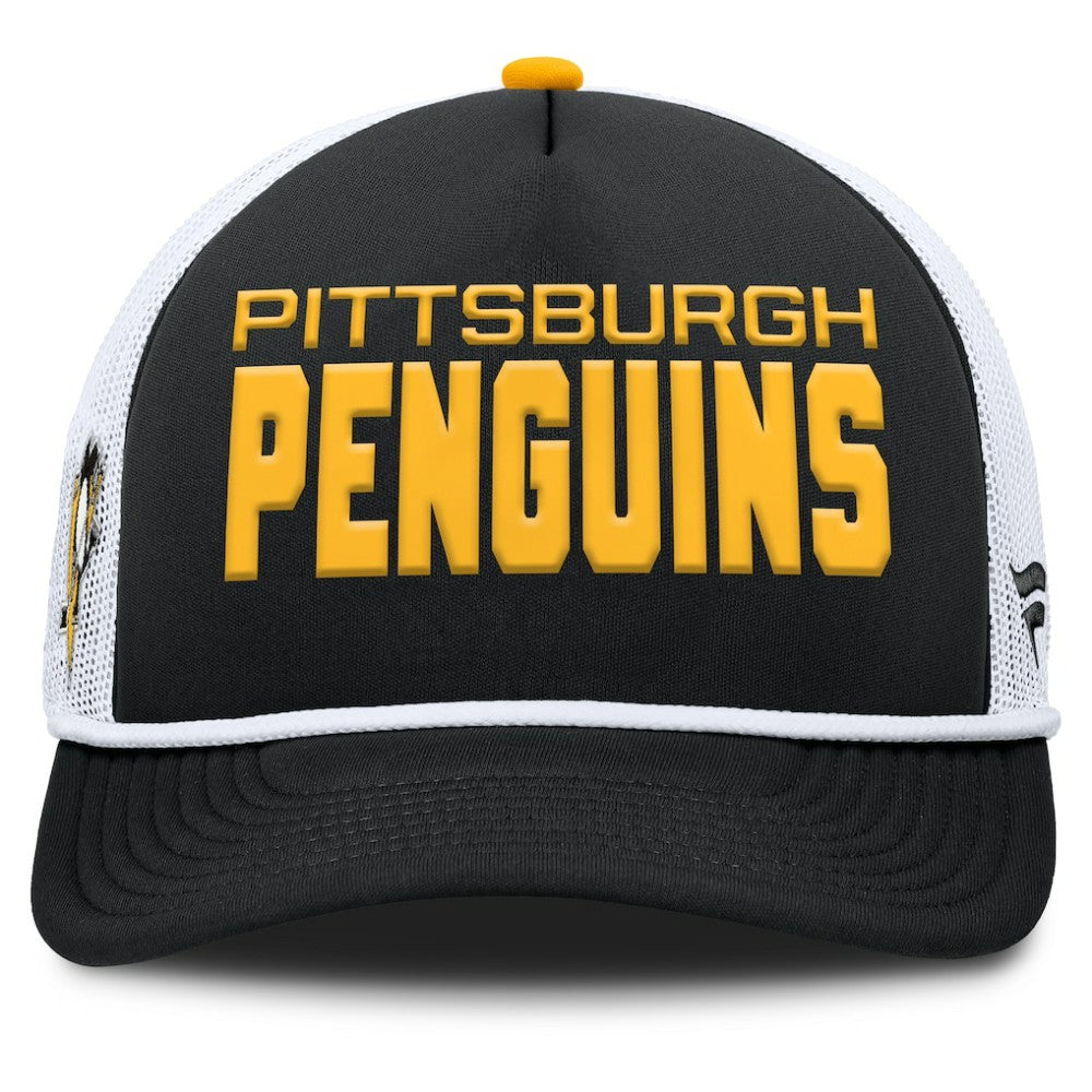 Pittsburgh Penguins Fanatics Authentic Pro Rink A-Frame Adjustable Hat - Black/White Hats