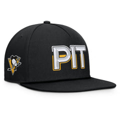 Pittsburgh Penguins Fanatics Authentic Pro Rink Team Code Snapback Hat - Black Hats