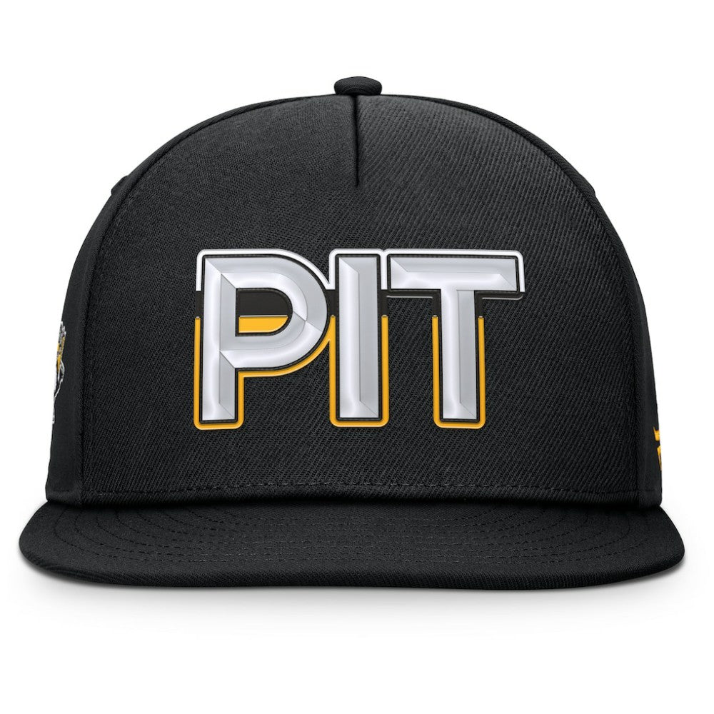 Pittsburgh Penguins Fanatics Authentic Pro Rink Team Code Snapback Hat - Black Hats