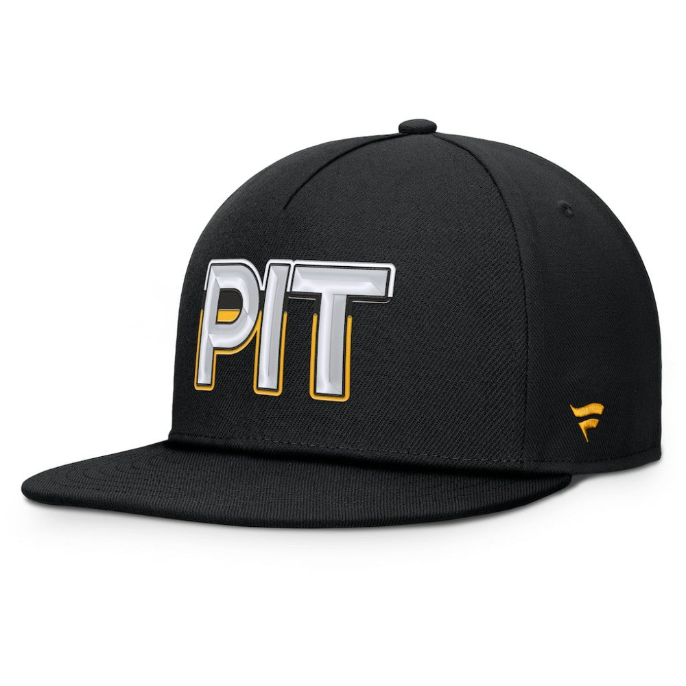 Pittsburgh Penguins Fanatics Authentic Pro Rink Team Code Snapback Hat - Black Hats