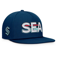 Seattle Kraken Fanatics Authentic Pro Rink Team Code Snapback Hat - Deep Sea Blue Hats