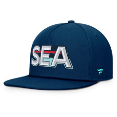 Seattle Kraken Fanatics Authentic Pro Rink Team Code Snapback Hat - Deep Sea Blue Hats