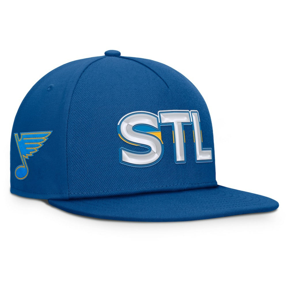 St. Louis Blues Fanatics Authentic Pro Rink Team Code Snapback Hat - Blue Hats