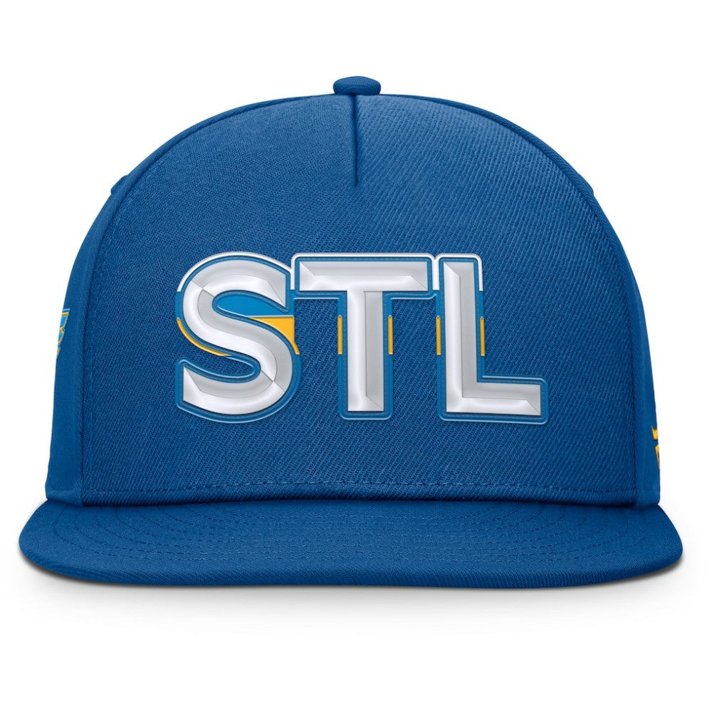 St. Louis Blues Fanatics Authentic Pro Rink Team Code Snapback Hat - Blue Hats