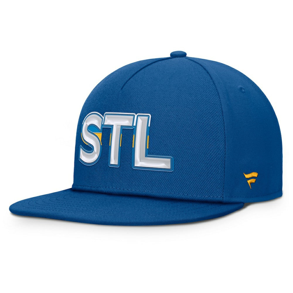 St. Louis Blues Fanatics Authentic Pro Rink Team Code Snapback Hat - Blue Hats
