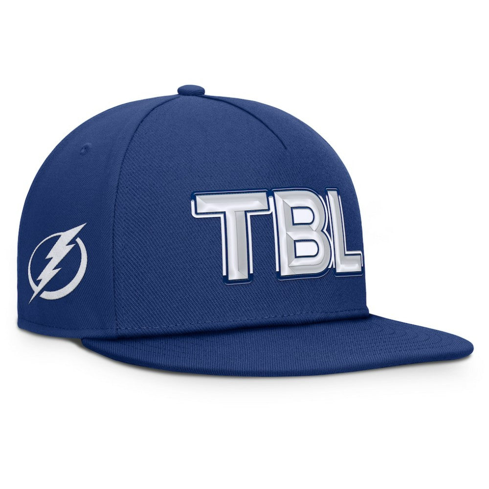 Tampa Bay Lightning Fanatics Authentic Pro Rink Team Code Snapback Hat - Blue Hats