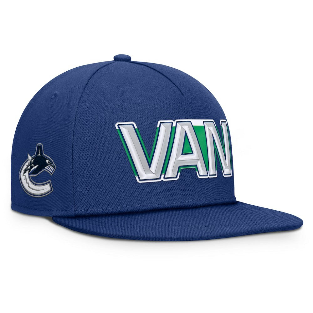 Vancouver Canucks Fanatics Authentic Pro Rink Team Code Snapback Hat - Blue Hats