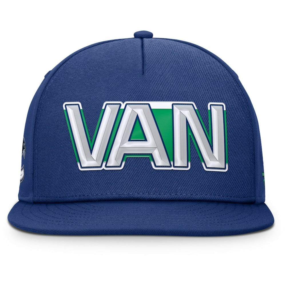 Vancouver Canucks Fanatics Authentic Pro Rink Team Code Snapback Hat - Blue Hats