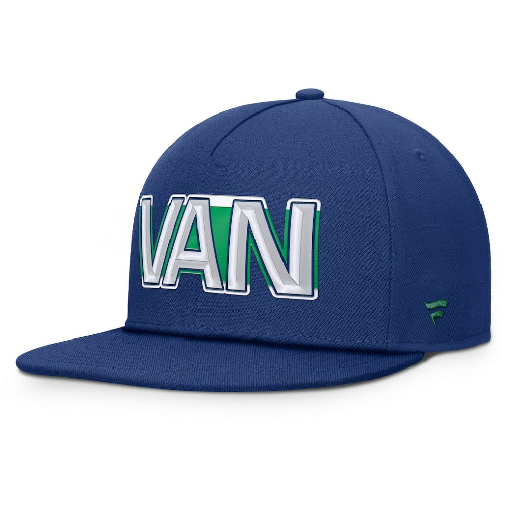 Vancouver Canucks Fanatics Authentic Pro Rink Team Code Snapback Hat - Blue Hats