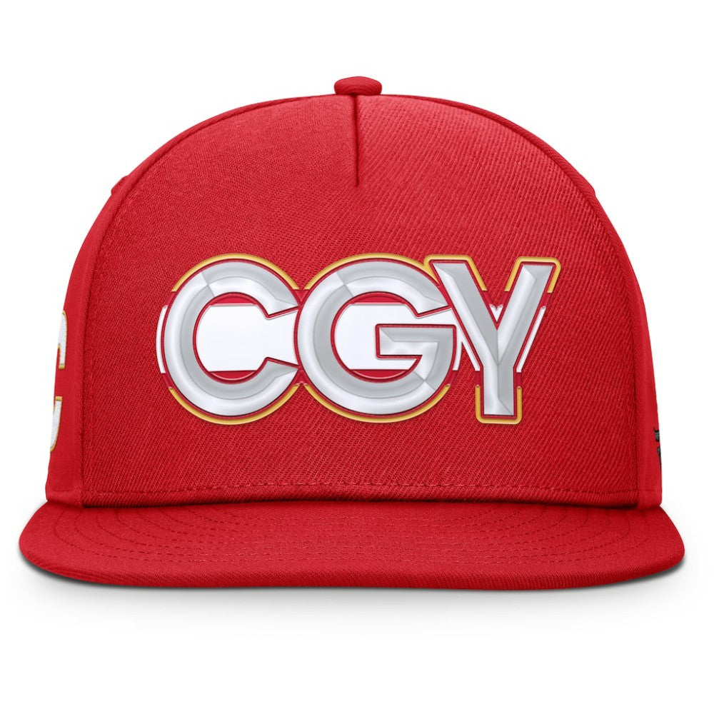 Calgary Flames Fanatics Authentic Pro Rink Team Code Snapback Hat - Red Hats