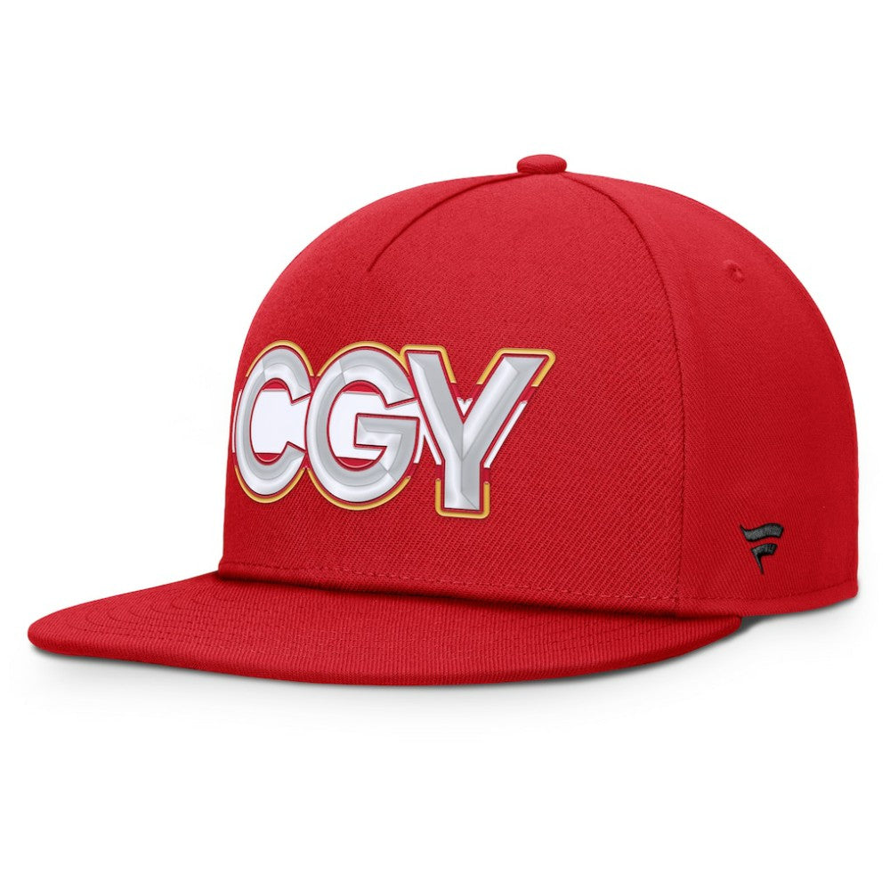 Calgary Flames Fanatics Authentic Pro Rink Team Code Snapback Hat - Red Hats