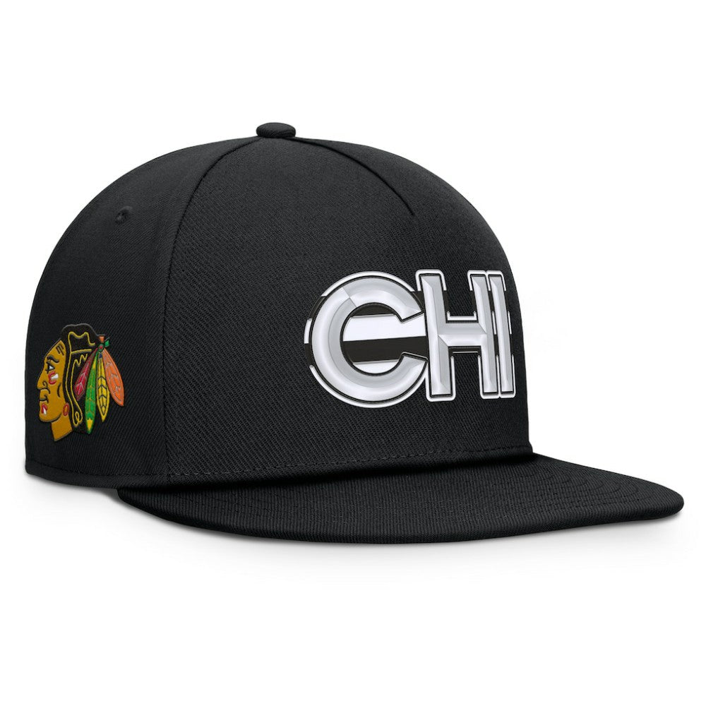 Chicago Blackhawks Fanatics Authentic Pro Rink Team Code Snapback Hat - Black Hats