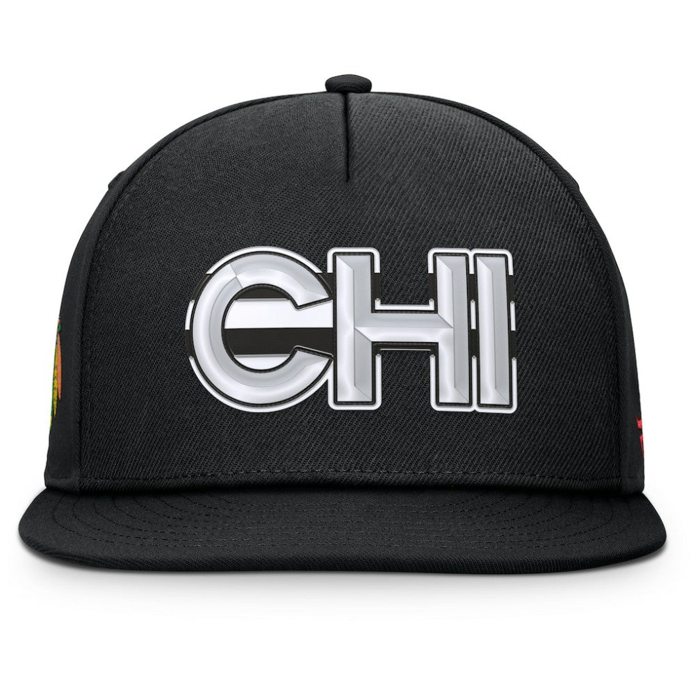 Chicago Blackhawks Fanatics Authentic Pro Rink Team Code Snapback Hat - Black Hats