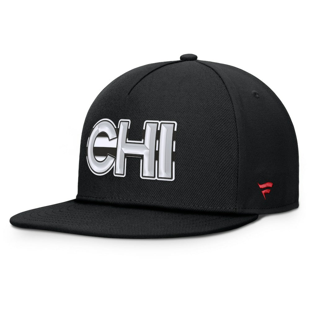 Chicago Blackhawks Fanatics Authentic Pro Rink Team Code Snapback Hat - Black Hats