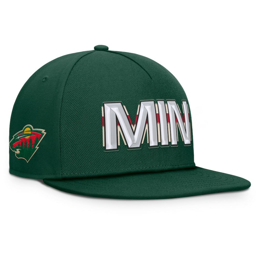 Minnesota Wild Fanatics Authentic Pro Rink Team Code Snapback Hat - Green Hats