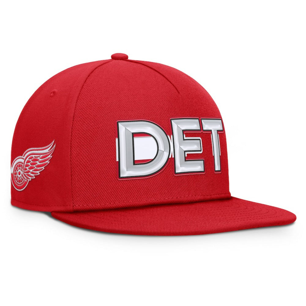 Detroit Red Wings Fanatics Authentic Pro Rink Team Code Snapback Hat - Red Hats