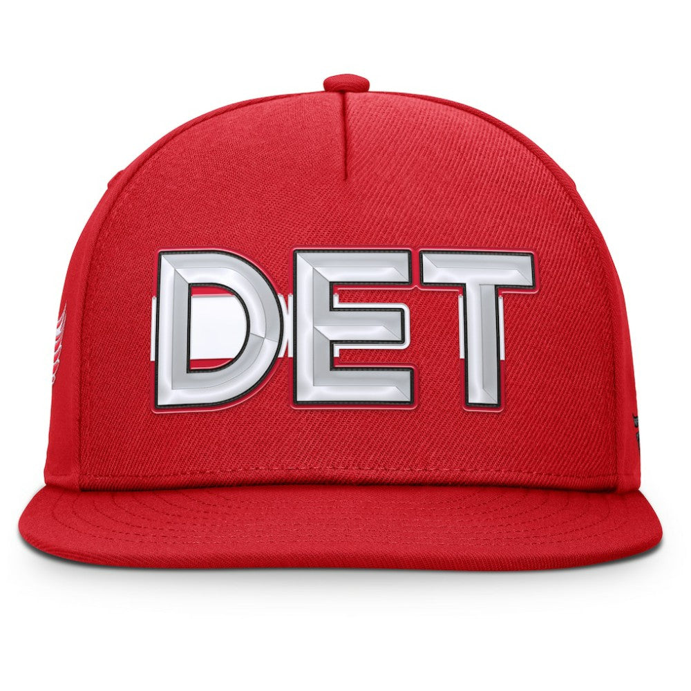 Detroit Red Wings Fanatics Authentic Pro Rink Team Code Snapback Hat - Red Hats
