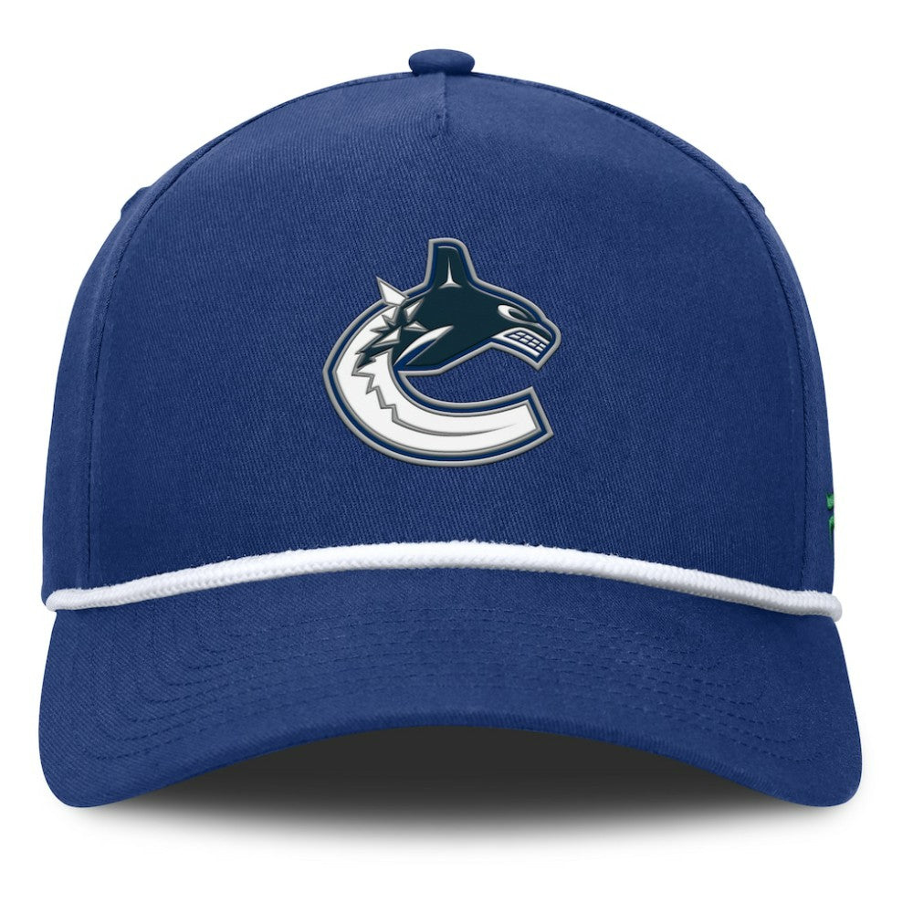Vancouver Canucks Fanatics Authentic Pro Rink Roper A-Frame Adjustable Hat - Blue Hats