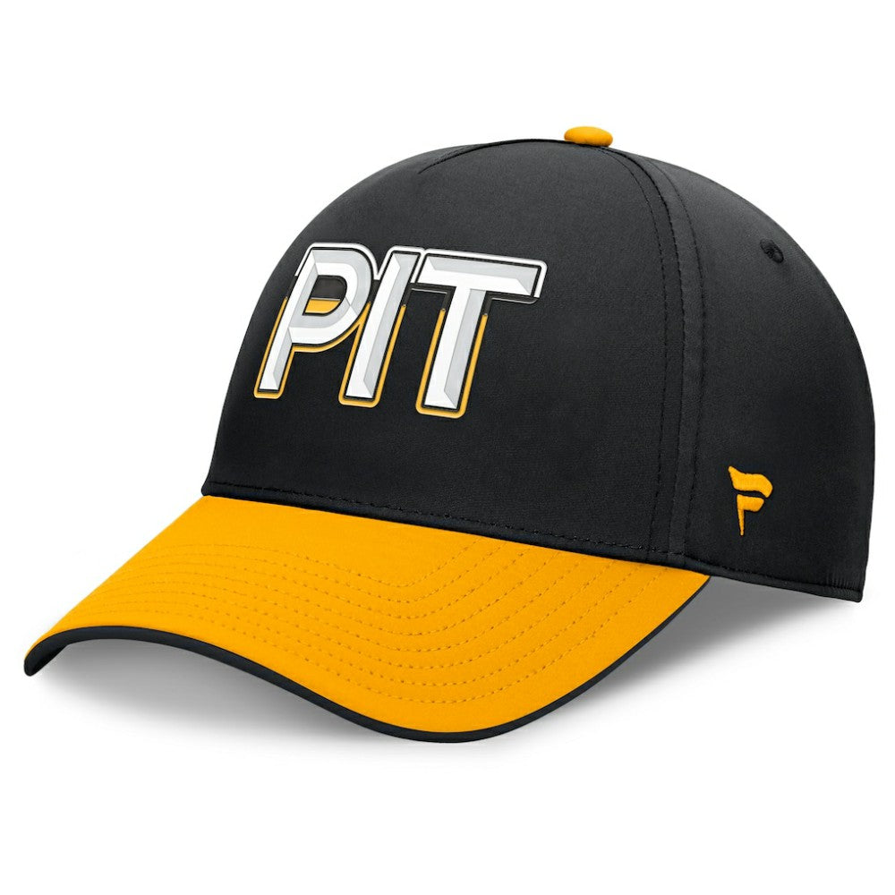 Pittsburgh Penguins Fanatics Authentic Pro Rink Team Code Flex Hat - Black/Gold Hats