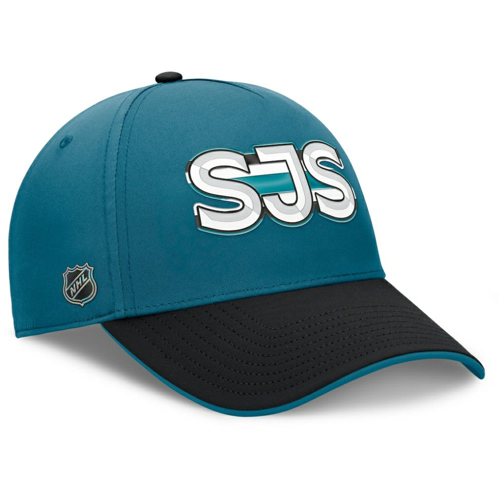 San Jose Sharks Fanatics Authentic Pro Rink Team Code Flex Hat - Teal/Black Hats