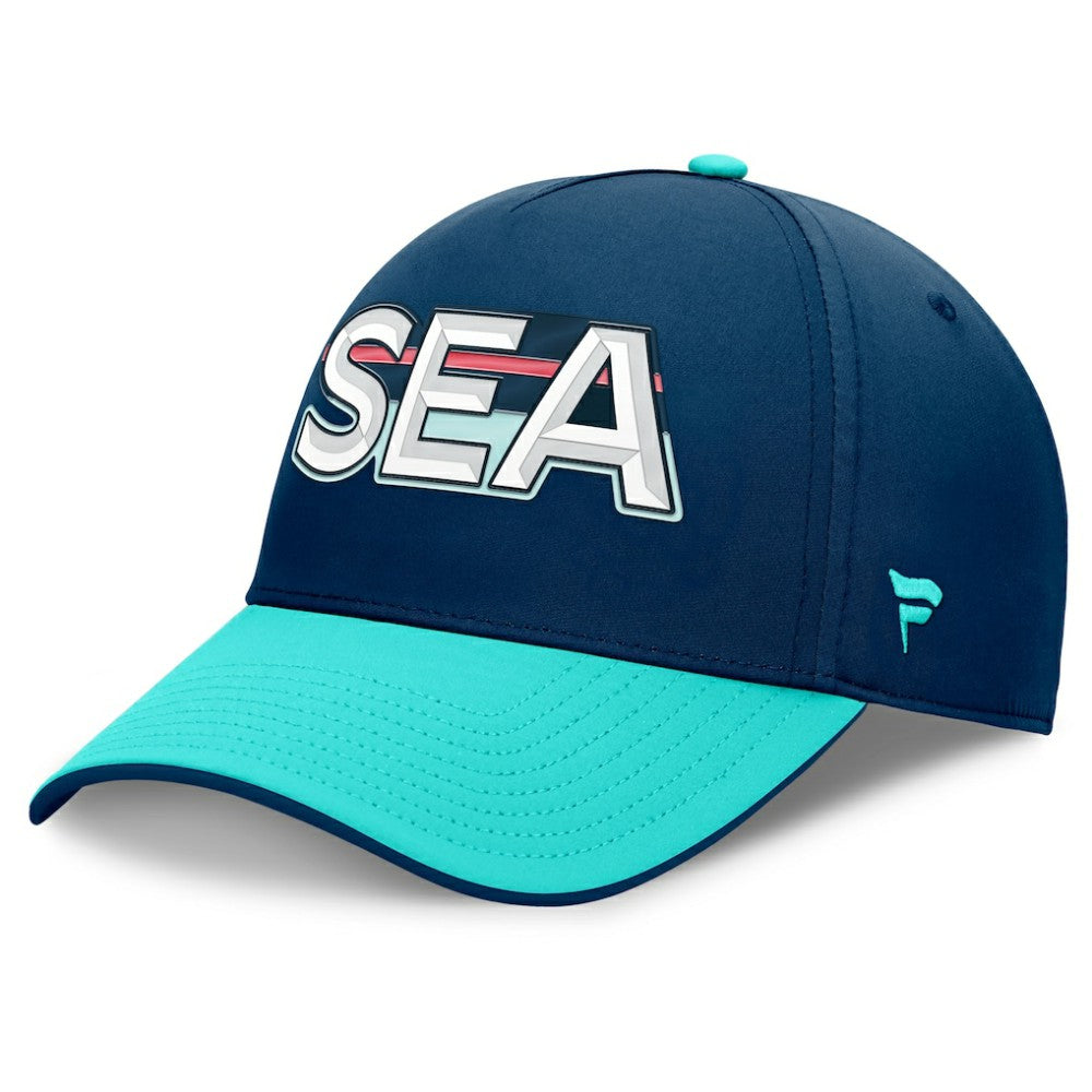 Seattle Kraken Fanatics Authentic Pro Rink Team Code Flex Hat - Deep Sea Blue/Light Blue Hats