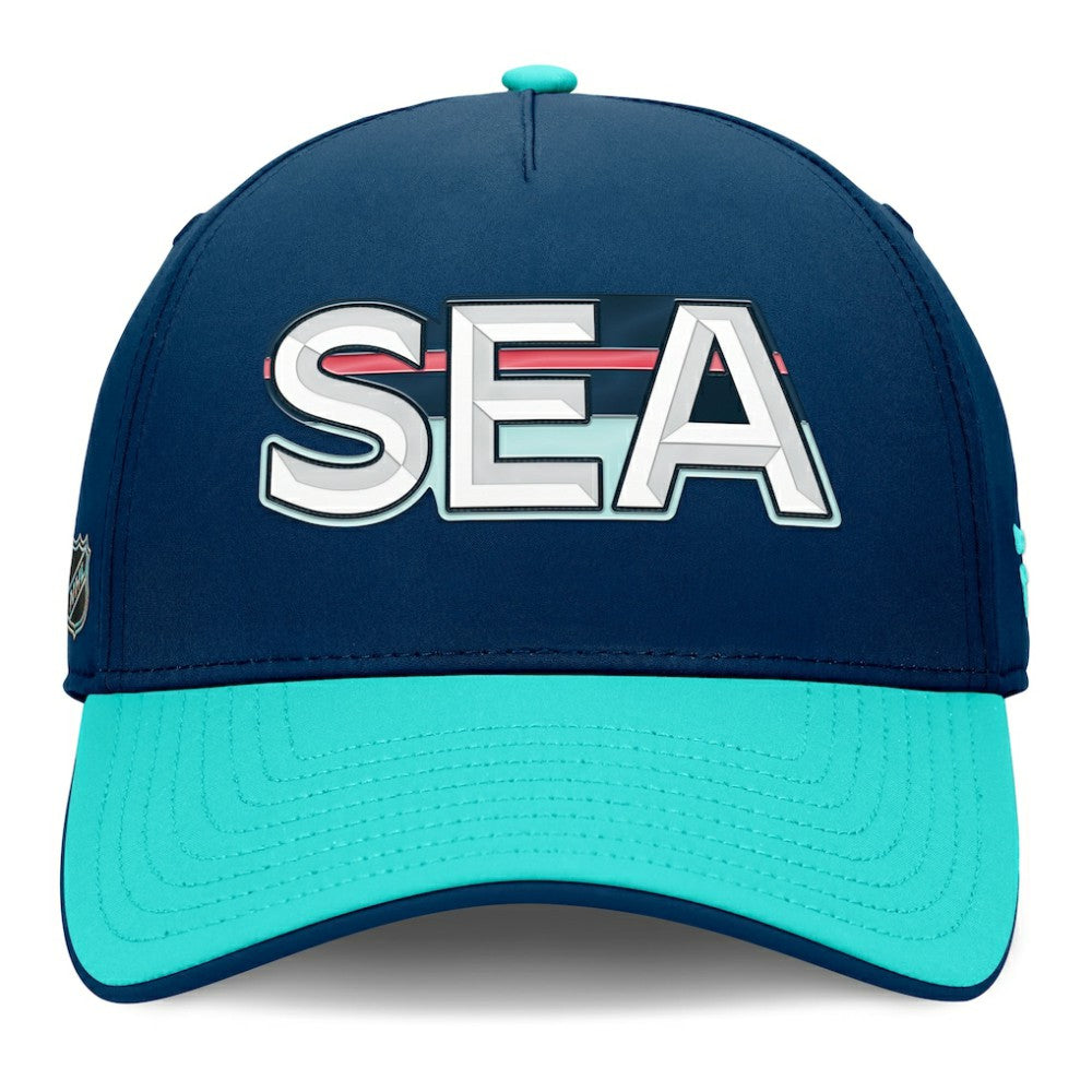 Seattle Kraken Fanatics Authentic Pro Rink Team Code Flex Hat - Deep Sea Blue/Light Blue Hats