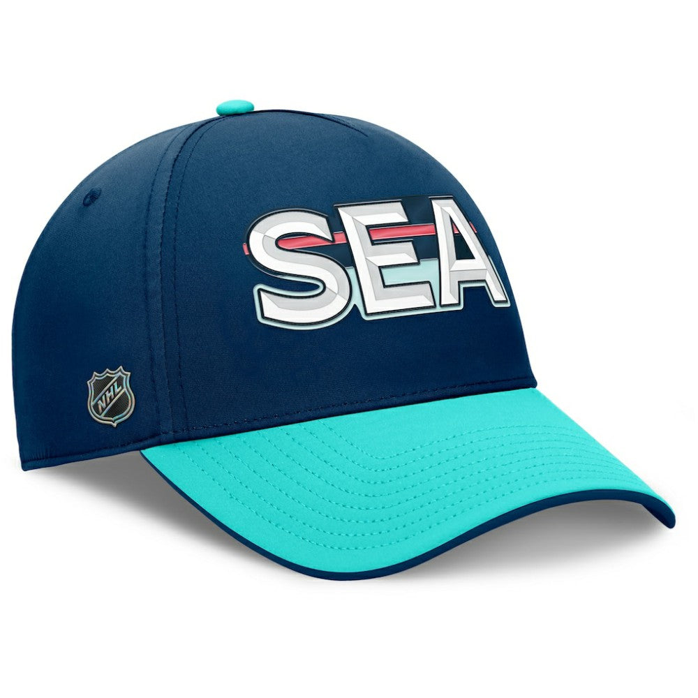 Seattle Kraken Fanatics Authentic Pro Rink Team Code Flex Hat - Deep Sea Blue/Light Blue Hats