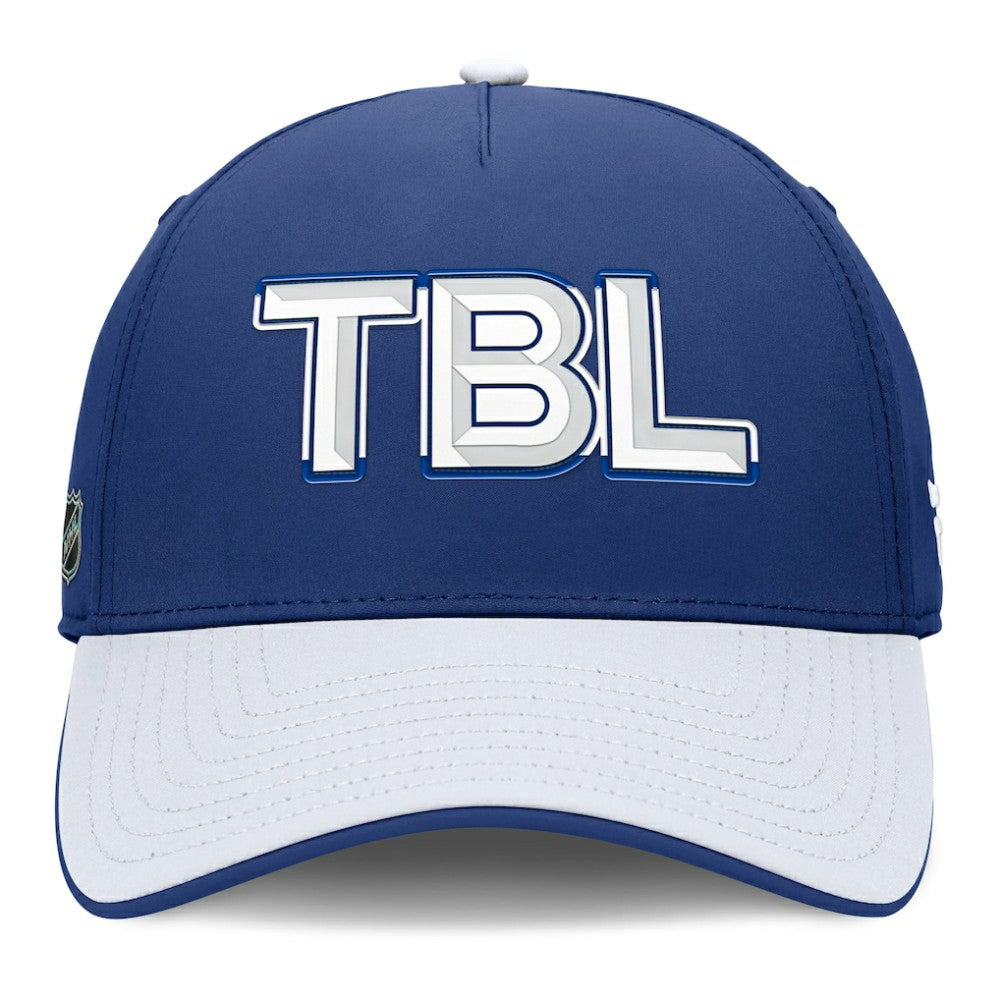 Tampa Bay Lightning Fanatics Authentic Pro Rink Team Code Flex Hat - Blue/White Hats